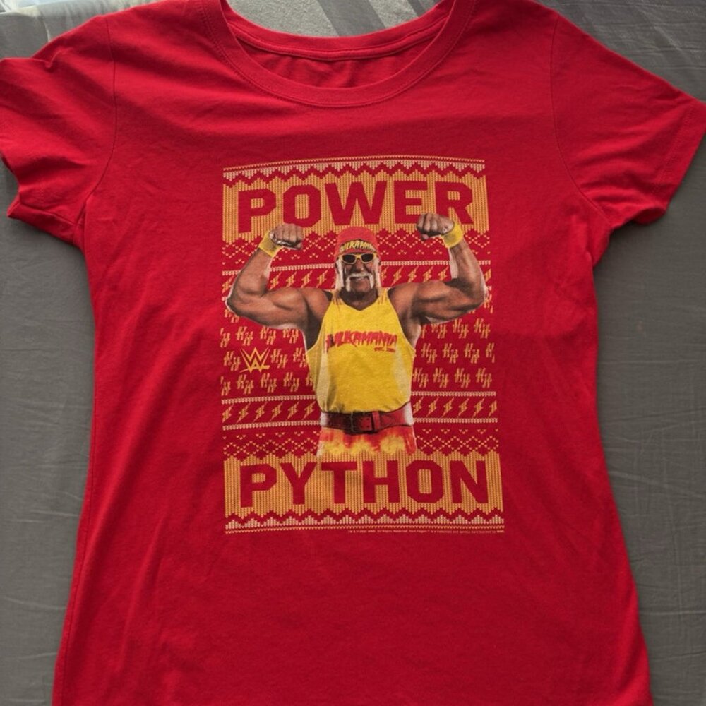 WWE Hulk Hogan Power Python Ugly Christmas Women’s T-Shirt - Large
